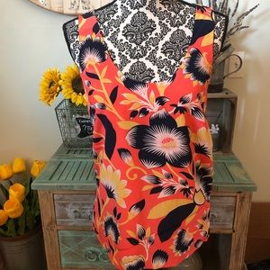 J.Crew Silk Floral Print Sleeveless Top Flowers Cami Orange Blue White Size 2